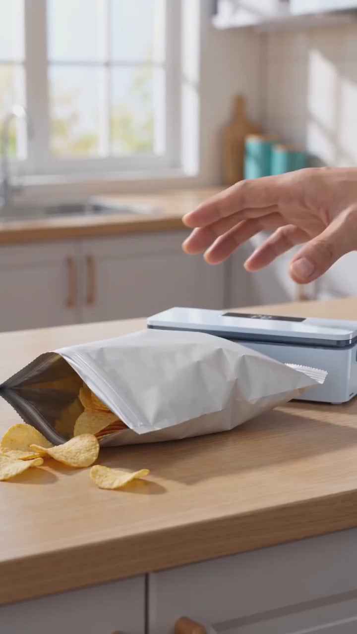 Démonstration : Fermo referme un paquet de chips